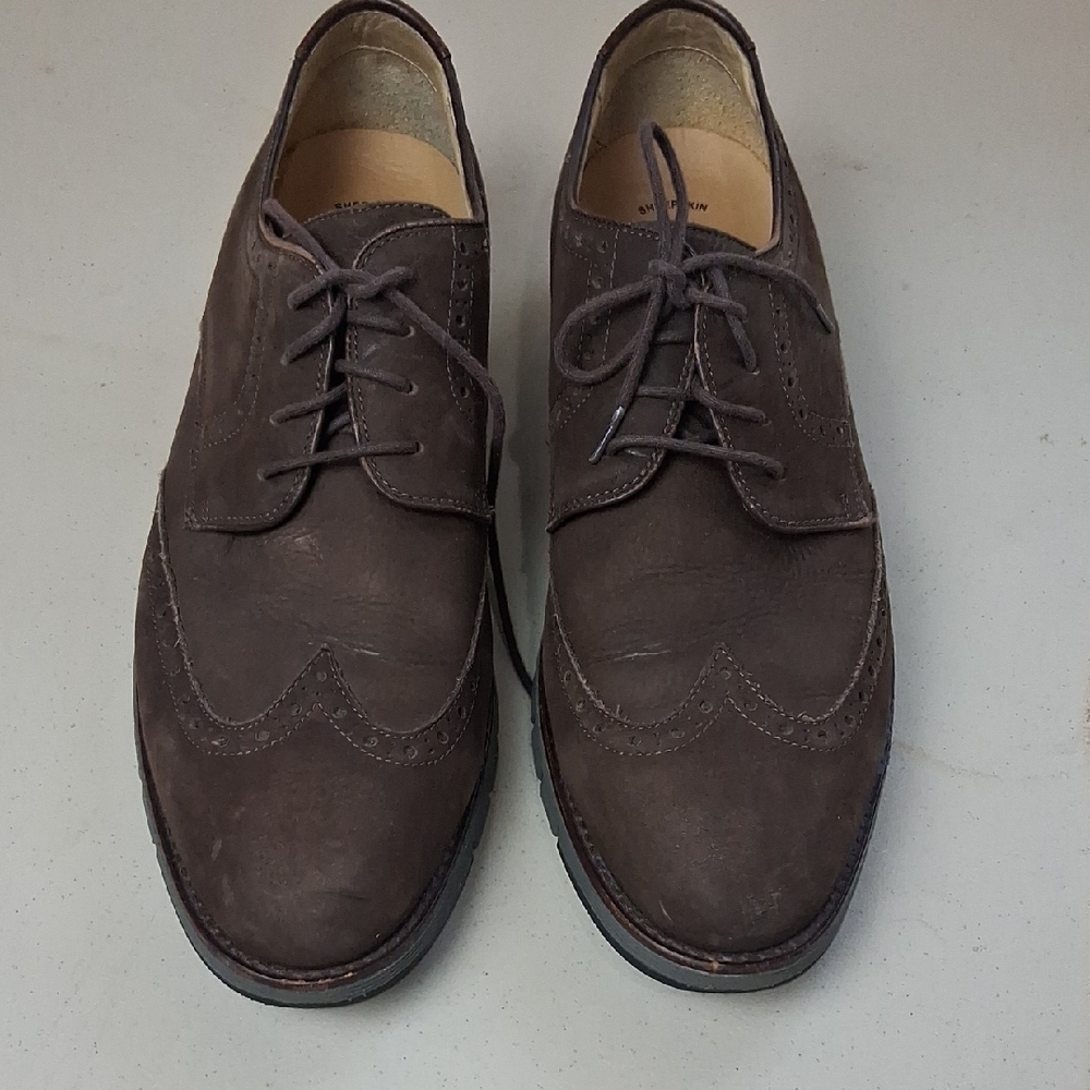 Johnston & Murphy Martell Wingtip Oxford Dress Shoe, Size 11M, Sheepskin, Brown